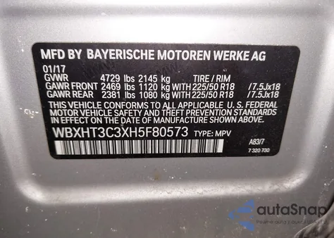 2017 BMW X1 xDrive28I z USA, uszkodzony, nr VIN WBXHT3C3XH5F80573